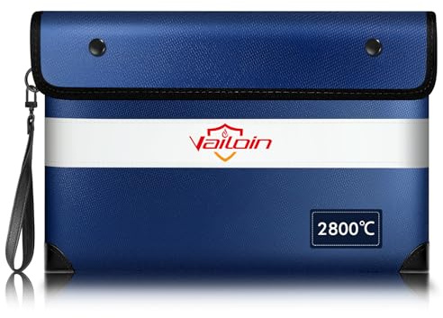 6200℉ Insulated Fireproof Money Bag for Cash,Water Fire Proof Document Pouch with Water-Proof Zipper,Heat Resistant File Envelope for Insurance Policies, Bank Statements, and Jewelry (11x7.7,Blue)