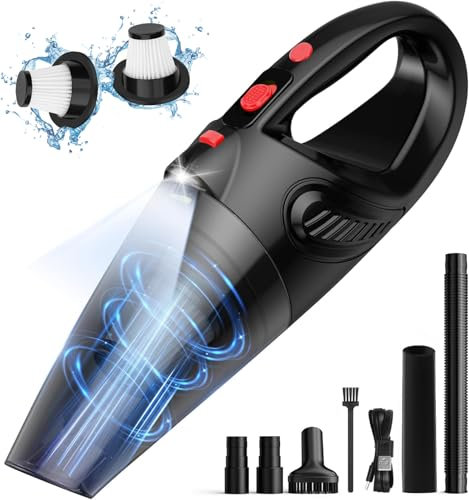 Tgeserwe Aspirabriciole Senza Fili, Aspirapolvere per Auto Potente 120W, Aspirapolvere Piccolo con Batteria Ricaricabile, Aspira Briciole Portatile per Auto, Case (nero rosso), ZY-007