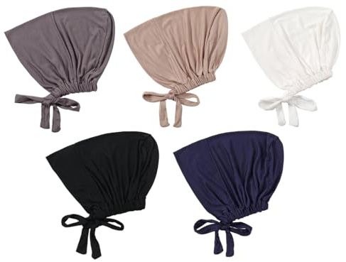 Anlising 5PCS Mujer Hijab Undercap, Gorro de Hijab, Musulmanes Hijab Underscarf, Hijab Damas Undercap, Musulmán Debajo de Hijab Cap, Musulmán Turbante, para Mujeres (5 Colores)