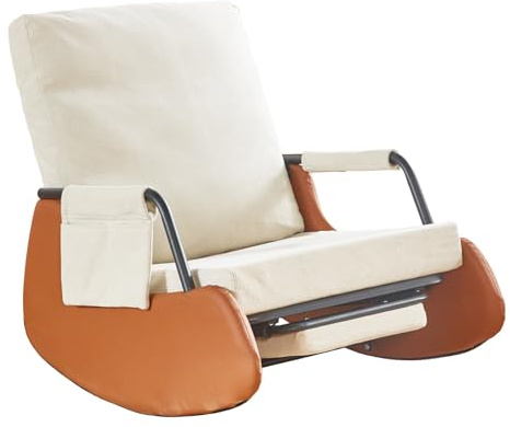 Cozykimo Silla mecedora con reposapiés, salón, silla mecedora, con respaldo ajustable, para salón, dormitorio, balcón (a)