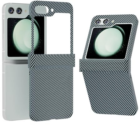 Custodia ribaltabile per smartphone Compatibile con Custodia Samsung Galaxy Z Flip 5, Cover Posteriore Rigida con Paraurti in Fibra di Carbonio con Cerniera Custodia Protettiva Compatible with Telefon