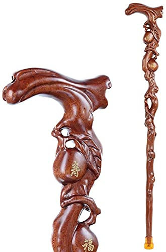 ZJFHEYUO Canne de Marche Robuste et Portable pour Personnes âgées, bâton en Bois Massif, Patin en Bois de séquoia, Cadeau d'anniversaire pour Personnes âgées