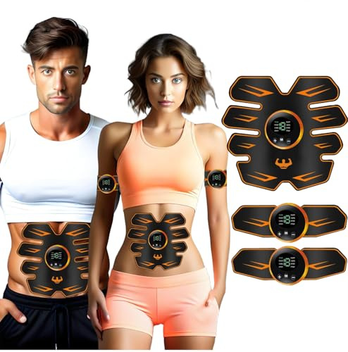 WUGEIN EMS Trainingsgerät LCD Bildschirm muskelstimulator,EMS Bauchmuskeltrainer,USB Wiederaufladbarer Tragbarer Muskel Trainer 6 Modi 19 Intensitäten Geeignet Damen & Herren