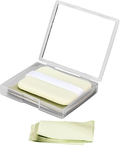 iplusmile Ölabsorbierende Gesichtsöl Löschblätter mit Spiegel Sanfte Ölaufnahme für Fettige Haut Kompakte Blotting Papers für Damen und Herren Praktische Hautpflege Unterwegs