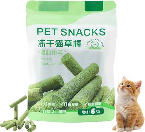6Pcs Cat Grass Teething Stick for Indoor Cats,Nat/ural Cat Dental Treats & Teeth Cleaning Chew Sticks,Catnip Sti/cks T/oy for Hairball Removal and Molar Care,C/at Chew Stic/ks for Dental Health