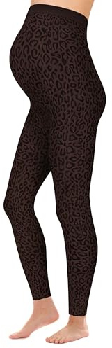 Hjärtmor mammaleggings Leo Print – OekoTex 100 – ogenomskinliga – graviditetsleggings med mönster – leopard – hög midja – 1950, Leo brun, S-M