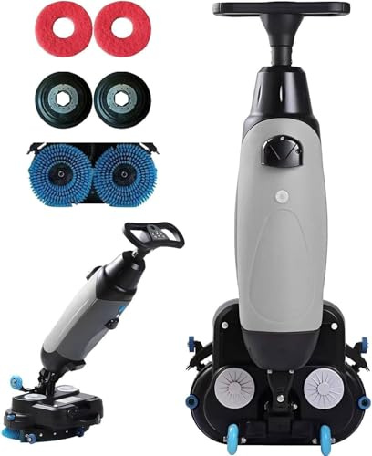 Drmoxin Walk Behind Floor Scrubber Dryer,Commercial Electric Floor Scrubber Tile Polisher,17 Cleaning Width,Coverage 13000 Sqft/H,for Wooden Floors,Tiles,Terrazzo,Marble,Cement Floors Grey