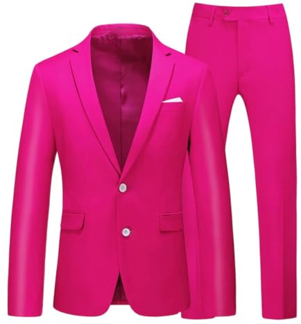MUFURONG herr enfärgad 2-delad affärsoverall slim fit 2-knapp stigande kavaj och byxor