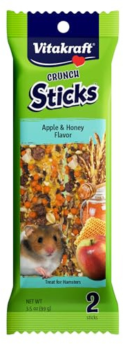 Vitakraft Crunch Sticks Hamster Treats Apple and Honey Flavor 2 Pack - Wholesome Crunchy Chew Sticks for Hamsters and Gerbils - Enrichment Chew Toy with Natural Wood Core