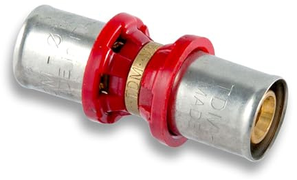 TDM 25er Pressfitting Muffe/Kupplung 25 x 2,5mm - 25 x 2,5mm für Rohr, Aluverbund- und Mehrschichtverbundrohr, DVGW geprüft, 25 x 25