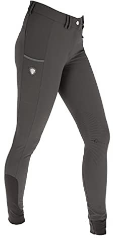 Kerbl Cavalliero Reithose Bali, Silikon-Kniebesatz, Mädchen Grau/Blau, 170
