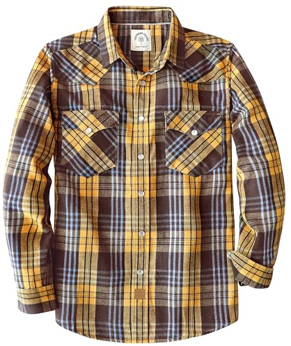 Dubinik® flanellskjorta herr Långärmad flanellskjorta herr Pearl Snap Western Denim Vintage Pocket Rutig skjorta