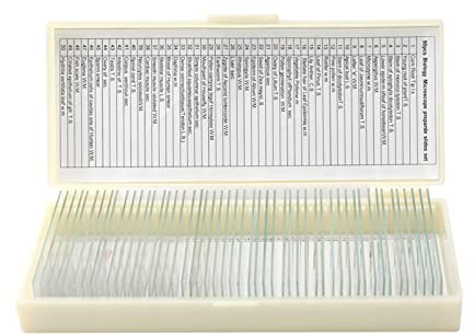 LMEILI Mikroskop-Zubehör, 50 Teile/Set, tragbare pädagogische Mikroskop-Objektträger, Proben-Deckgläser, universell