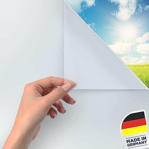 Heldenhaft Fensterfolie blickdicht - Milchglasfolie selbstklebend Fenster - Sichtschutzfolie Fenster - Fensterfolie blickdicht von aussen - Folie Fenster Sichtschutz - Ideal für Badezimmer - 60x180cm