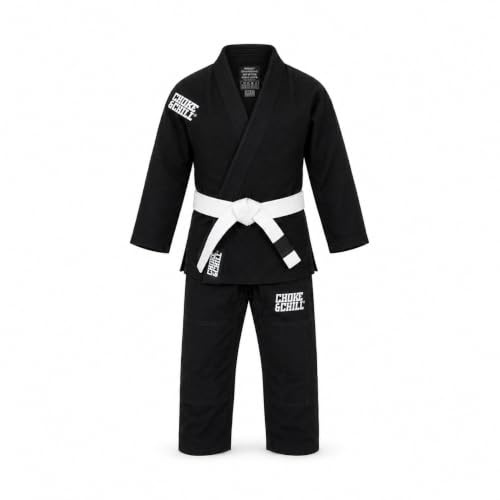 Choke&Chill Brasileño Jiu Jitsu Niños Traje de Principiante - Negro, Negro , M2 (140cm)