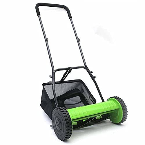 NOALED Cortacésped Manual con Carrete, cortacésped Manual con Bolsa recolectora, Ajuste de Altura de 4 Posiciones, barredora de césped Liviana, 12 Pulgadas, Verde