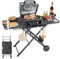 Portable Grill Table Cart for Ninja Woodfire Grill - OG701, OG850, OG951, Large Foldable Barbeque Table for Blackstone, Ooni, Weber, 25 Wide BBQ Stand with Side Shelf, Tissue Holder and J-hooks