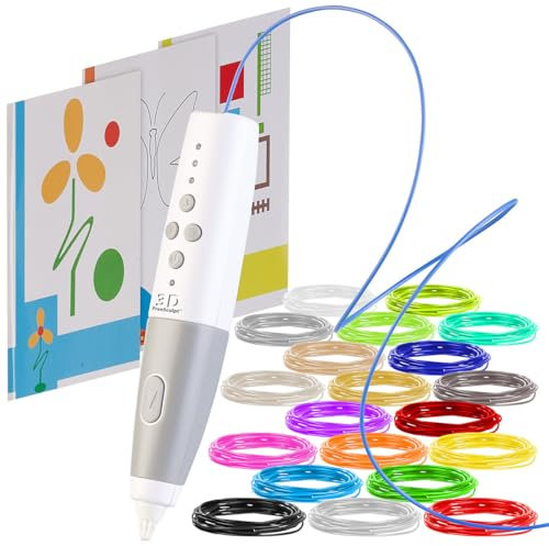 FreeSculpt 3D Stift Vorlagen: 3D-Drucker-Stift, Akku, 20 Bunte PCL-Filamente, Niedrigtemperatur (Druckstift, Kinder, Kugelschreiber)