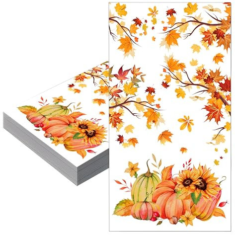 20 Piezas Servilletas de Papel Decoradas para Acción de Gracias,40x33cm Calabaza Servilletas Vajilla Desechables Absorbentes Reciclables Cena Cóctel para Fiesta Acción de Gracias Decoracion de Mesa