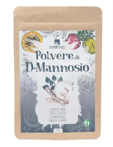 Erbavoglio Polvere di D-Mannosio - 50 g - Alimento convenzionale - Supporta la salute delle vie urinarie e aiuta a prevenire le infezioni del tratto urinario in modo naturale.