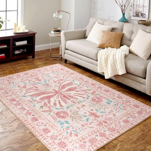 TUKDAK Mariposa Alfombra Salon Pelo Corto 120x180cm, Vintage Boho Antideslizante Alfombras Dormitorio Suave, Lavables Alfombra Comedor, Infantil Habitacion, Cama, Oficina