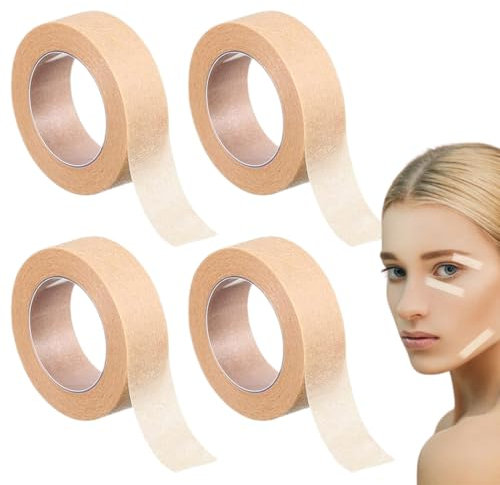 BOPRKTM 4 Rollen Micropore Tape Nose Tape Nasentape Nasen Tape Tape Hautfarben Selbstklebender Verband Klebeband Wimpernverlängerung Mikroporen Band Atmungsaktiv Wasserfest,1.25cm x 9.14m (Hautfarbe)