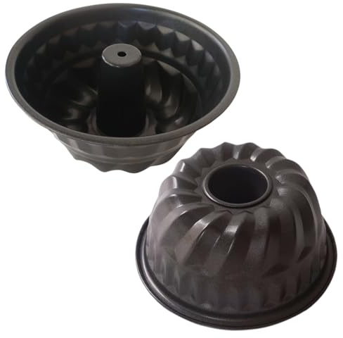 Proshopping Small Fluted Tube Cake Pan 6 Inch, Medium Size Kugelhopf Round Tube Tin, Carbon Steel Metal Oven Baking Mold for Baking Pound, Crumb Cakes -2 Pieces