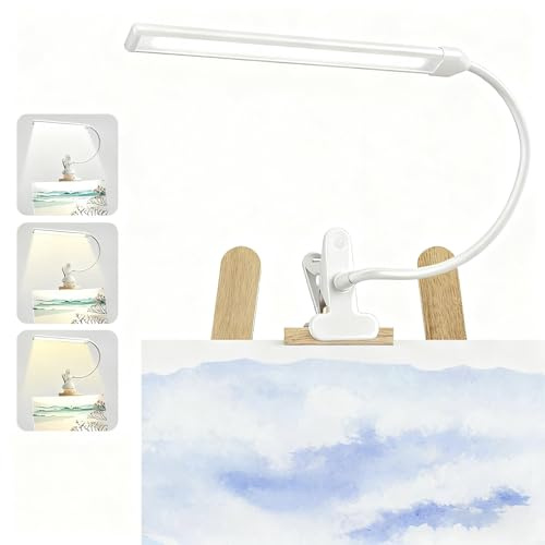 Lamptobe Lámpara con pinza para caballete con interruptor de encendido/apagado, 3 modos de color, intensidad regulable, flexible, lámpara de cuello de cisne para iluminación de sobrepintura