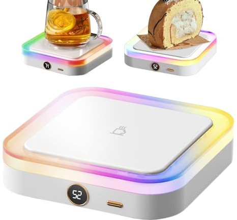Calentador de tazas, alimentado por USB con 3 ajustes de temperatura, calentador eléctrico para escritorio, diseño compacto y elegante, función de fácil uso, herramienta de bebidas, accesorio para el