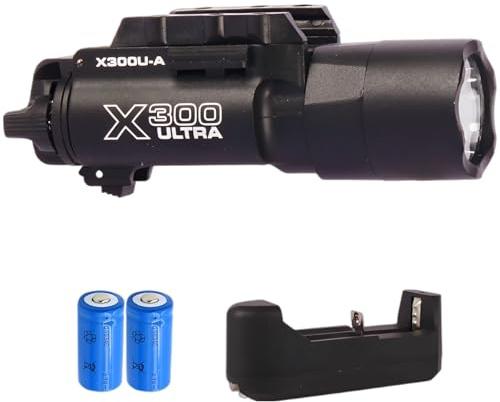 X300U Stil pistollampa, 500 lumen, skena montering ficklampa, legering och nylon, inkluderar batterier och laddare, 3,8 x 3,8 x 10 cm