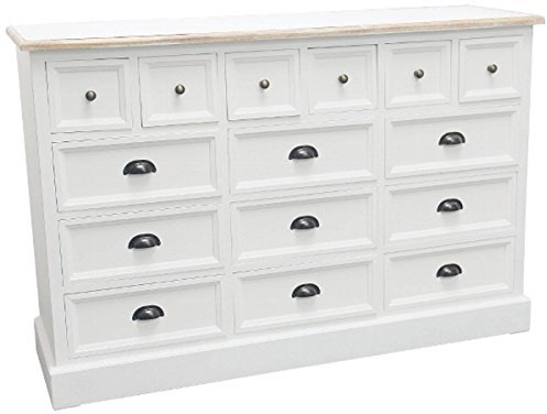 Casa Padrino Country Style Apothecary Chest Antique White/Natural Colors 141 x 47 x H. 96 cm - Country Style Chest with 15 Drawers