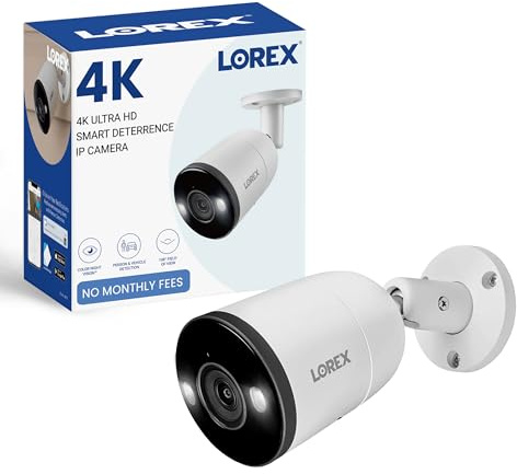 Lorex Outdoor 4K IP Add-On Metal Bullet Security Camera | NVR Add-On | Smart Motion Detection | 2-Way Talk | Color Night Vision | IP67 Waterproof | Requires Recorder