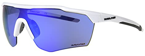 Rawlings Pitch Perfect Shield Youth Baseball Sunglasses, Shiny White/Sky Blue Mirror, 65mm