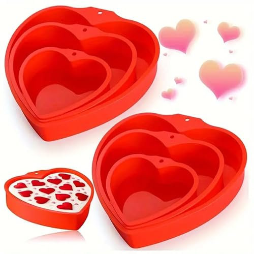 Silicone Tortiera Forma di Cuore, Stampo Torta Dolci,Antiaderente Stampo a Cuore Per Torte, Stampo Silicone Per Cottura Torte a cuor, Budini Tortiera Riutilizzabile per Torta a Strati