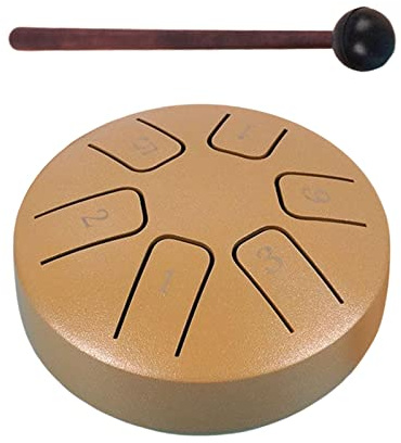 Oshhni Tambour de langue en acier Mini tambour à main jouets éducatifs faits à la main 3,8 pouces avec baguettes tambour à main pour concert éducation, Léger auréé