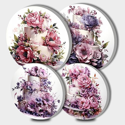 Walarky Cheese Food Picture Round Hob Covers Baked Bread Art 4-Piece Stove Plate Cooker Hob Covers for Cookers Top Burner Gas Range Oven Protector Kitchen Accessories Cooktop Decorative Decor