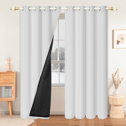 Lapalife Wärmeschutzvorhang für Tür Doppellagige Winter Vorhang mit Ösen Vorhänge Wärmeisolierend Vorhänge Kälteschutz Thermo Türvorhang Vorhang Haustür,2 Stück