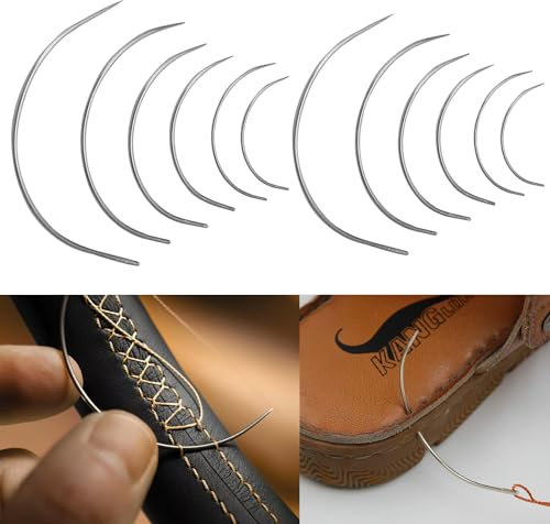 Aghi curvi, aghi curvi, aghi per tappezzeria, aghi curvi, aghi per sellatura, aghi curvi PerüCke C, aghi per sellatura rotondi, 12 aghi da cucito curvi in pelle