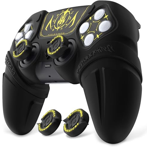 PlayVital Silikonhülle für ps5 Controller, Schutzhülle Case Hülle Zubehör für ps5 Controller Passend für Ladestation mit Thumbsticks Kappen,Touchpad-Skin&D-Pad Sticker(Runes Edition,Schwarz)