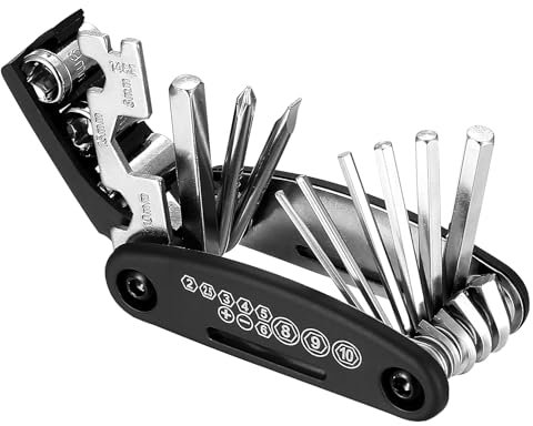 16 in 1 Fahrrad Multitool Werkzeug, Fahrrad Multifunktionswerkzeug, Faltbares Fahrrad Reparatur Werkzeug Set, Fahrrad Werkzeugset Fahrradwerkzeug für Unterwegs E-bike Rennrad Multitool Fahrrad Tool