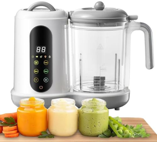 Steamer Puree Blender, Baby Food Maker, 50~400ML, 4 huvudfunktioner, löstagbara delar, rostfritt stål, integrerad ång- och omrörningsdesign, stor öppning för enkel rengöring, lämplig för hemmabruk