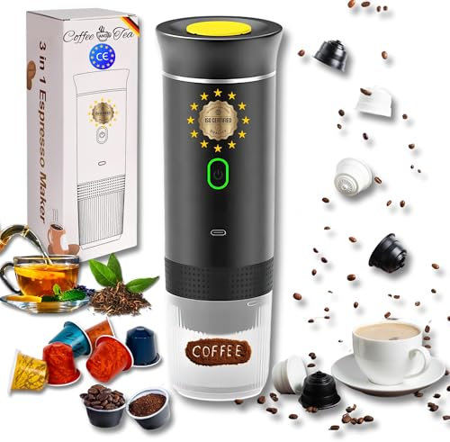Astur Group Cafetera Portatil Capsulas, Cafetera Multicapsulas y Molido, Maquina de Cafe, Cafetera Capsulas Portatil, Calienta Agua Batería Recargable USB, Ideal Viajes, Camping y Oficina