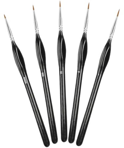 Pinceles de Detalle para Pintura - Juego de 5 Piezas de Pinceles Pintura Acrilica, Pincel Finos para Pintar, Acrílico, Acuarela, Óleo, Modelo, Miniatura