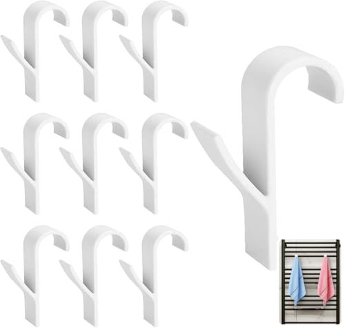 Heanvmyss Crochet Radiateur Rond,10 Pièces Crochet Serviettes Salle de Bain,Radiateur Seche Amovibles pour Tous les Radiateurs Standard(Blanc)