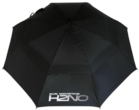 Sun Mountain H2NO Waterproof Premium Ergonomic 30 SPF Dual Canopy Durable Golf Umbrella 172cm / 67 Umbrella Nickel/Cadet
