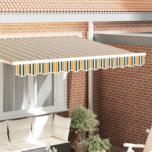 Brokky 42000800 Awning Valance for 3 m Frame Green and Yellow 2.8x0.2 m Replacement Awning Fabric - Awning Cover Cloth Valance,UV/Water Resistant