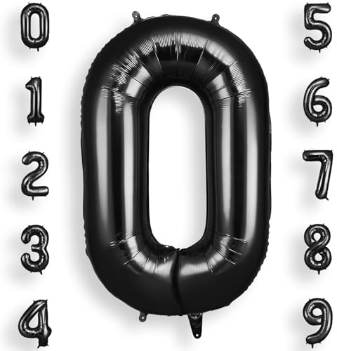 AOOSU Black Helium Balloons, 40 Inches Number Balloons 0, Foil Birthday Balloon for Birthday Anniversary Wedding Party Decorations Celebration Supplies for Girls Women Men Boys