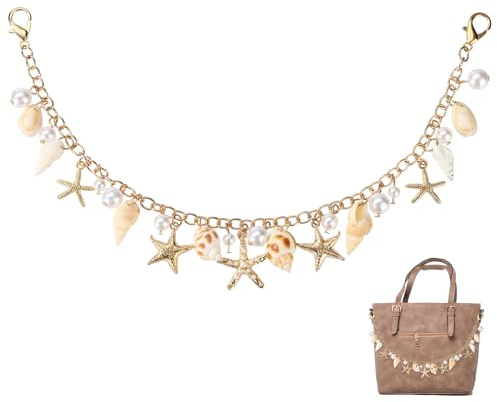 Lyreh Breloque Sac à Main, Alliage Qualité Supérieure Breloque Sac à Main Perles Conque Étoiles Mer Accessoires Décoration Bijoux Élégants pour Cadeau Amie Épouse