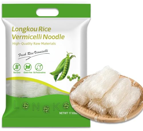 Longkou Pure Mung Bean Crystal Vermicelli，Hot Pot Instant Vermicelli，Scallop BBQ， Smooth And Chewy，17.63 oz/500g