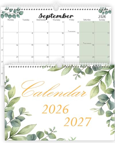 Wall Calendar 2026 2027 A4, 18 Month Calendar Planner July 2026 - Dec. 2027, Family Academic Year Monthly Wall Planner for Holidays, Work Organisation & Scheduling